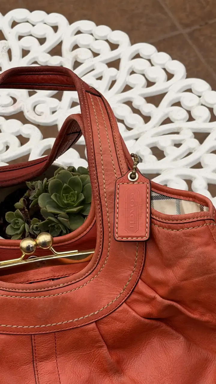 Bolso de cuero coach rojo estilo vintage - 4