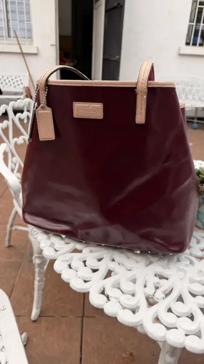 Bolso de cuero burdeos Coach elegante - miniatura 1