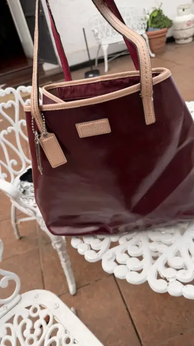 Bolso de cuero burdeos Coach elegante - miniatura 2