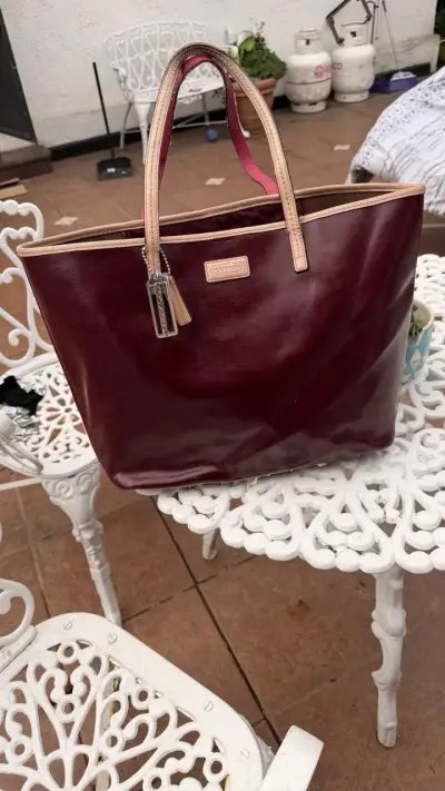 Bolso de cuero burdeos Coach elegante - miniatura 3