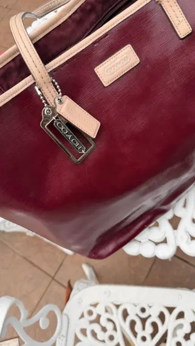 Bolso de cuero burdeos Coach elegante - miniatura 4