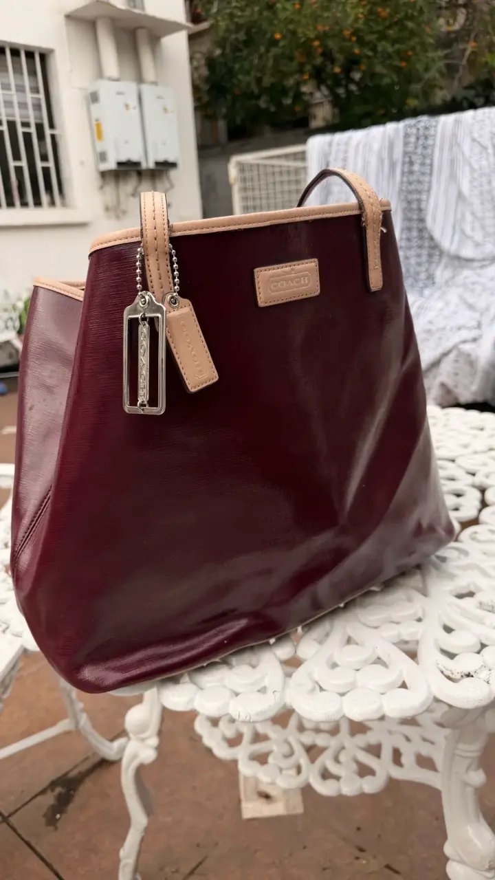 Bolso de cuero burdeos Coach elegante - 5