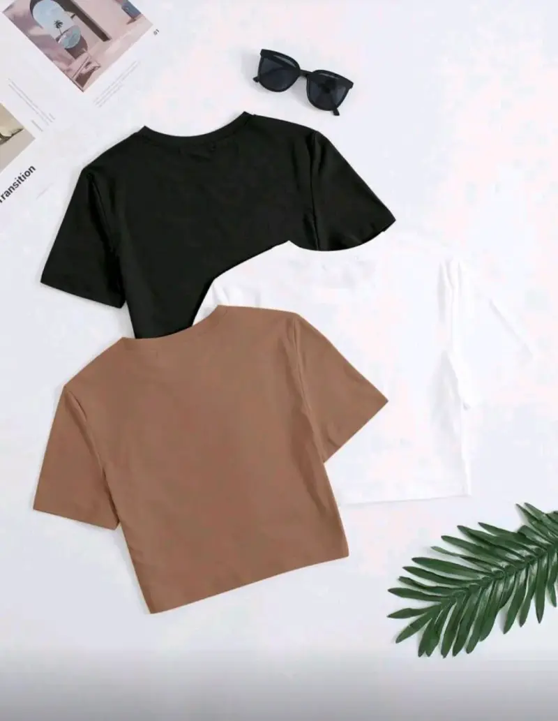 Pack de Poleras Básicas Negras, Blancas y Marrones - 2