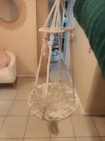 Colgador de macramé para plantas beige - miniatura 1