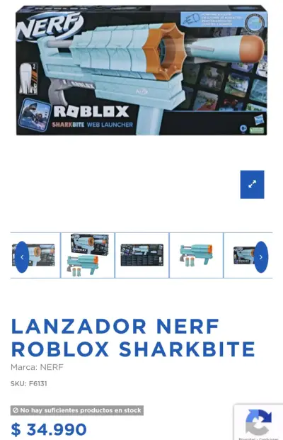 Lanzador Nerf Roblox Sharkbite con Proyectiles - miniatura 1