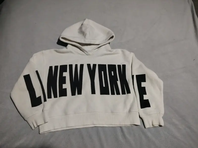 Top crop con capucha blanco 'New York' para niños