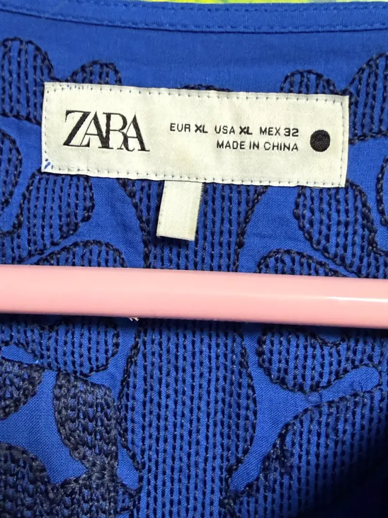 Vestido azul bordado Zara talla XL - 3