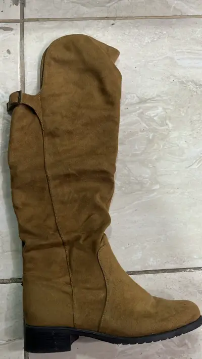 Botas largas de gamuza marrón para mujer - miniatura 2