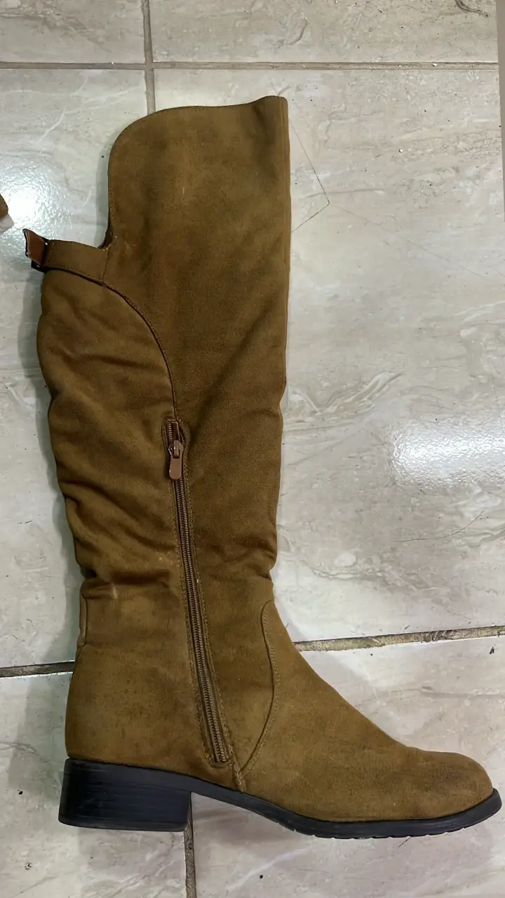 Botas largas de gamuza marrón para mujer - 3