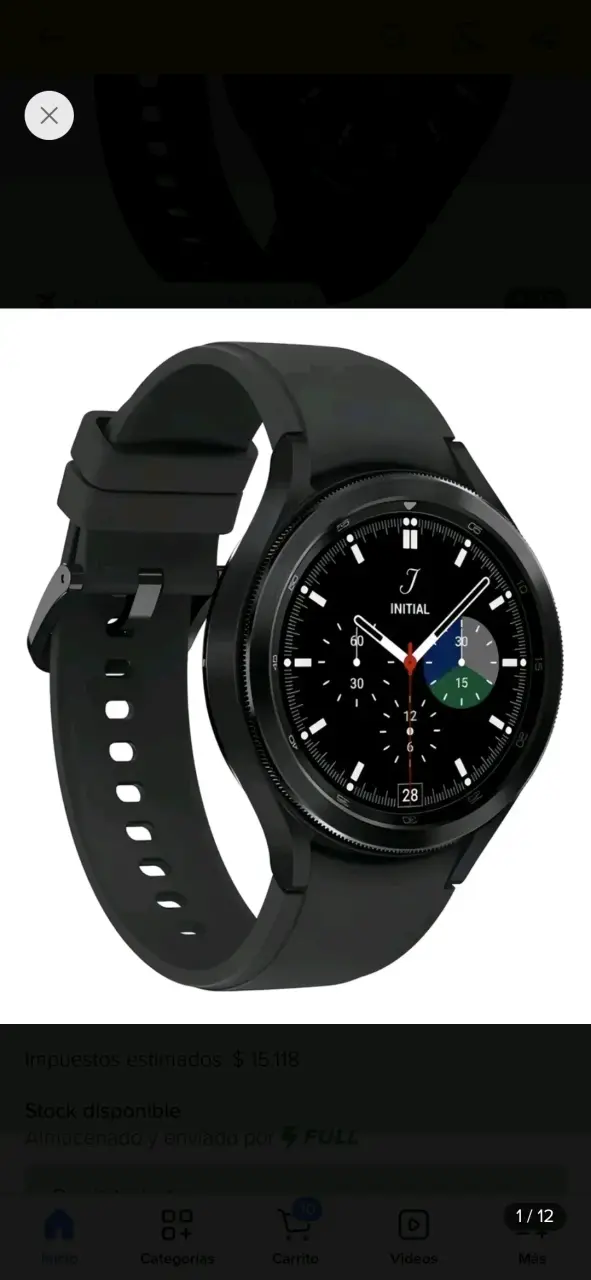 Smartwatch negro con correa de silicona