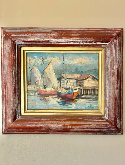 Cuadro Pintura Marina con Marco de Madera - miniatura 1