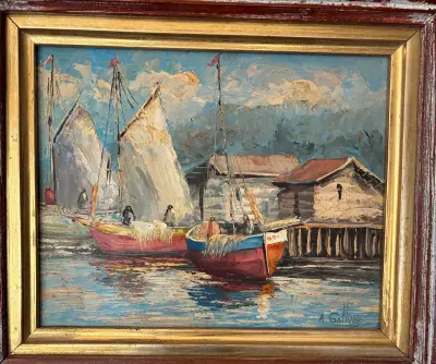 Cuadro Pintura Marina con Marco de Madera - miniatura 2