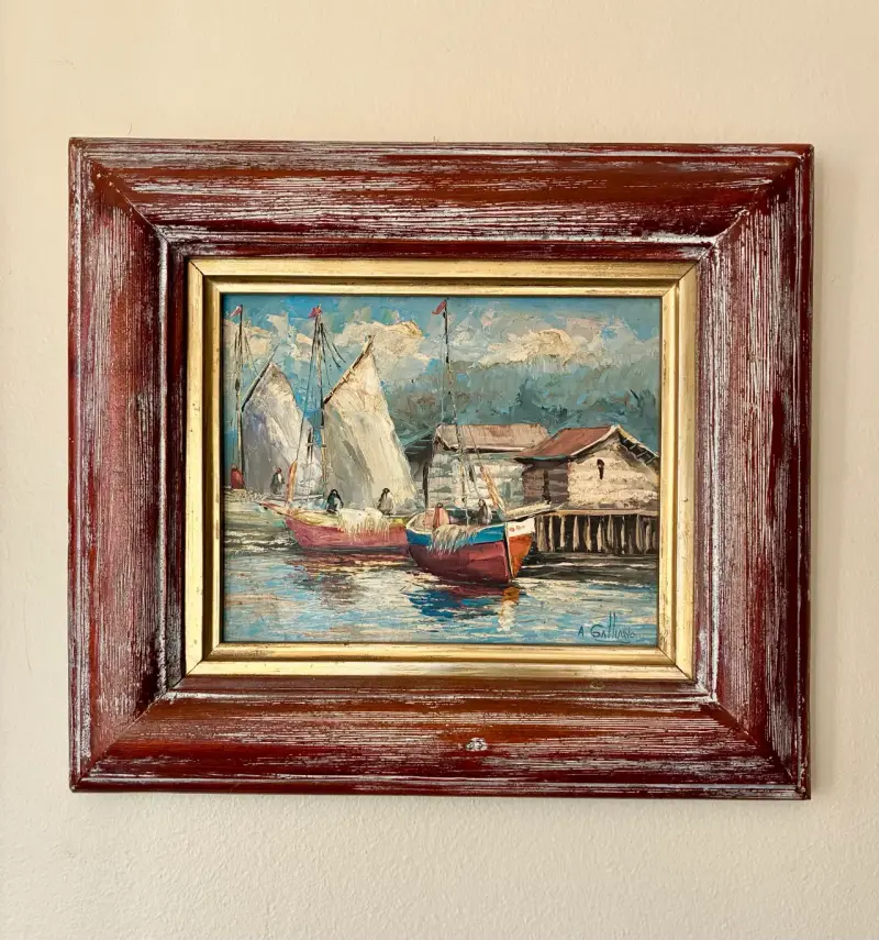 Cuadro Pintura Marina con Marco de Madera - 5