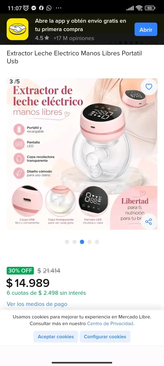 Extractor de Leche Eléctrico Portátil con Pantalla LED - 2