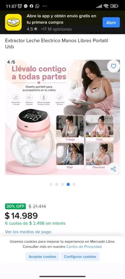 Extractor de Leche Eléctrico Portátil con Pantalla LED - miniatura 3