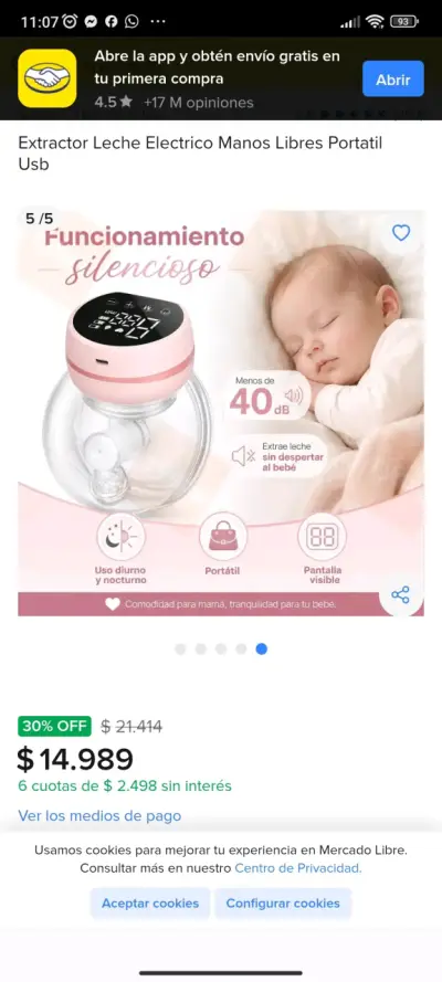 Extractor de Leche Eléctrico Portátil con Pantalla LED - miniatura 4