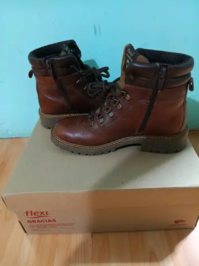 Botas de cuero marrón Flexi para mujer - miniatura 3