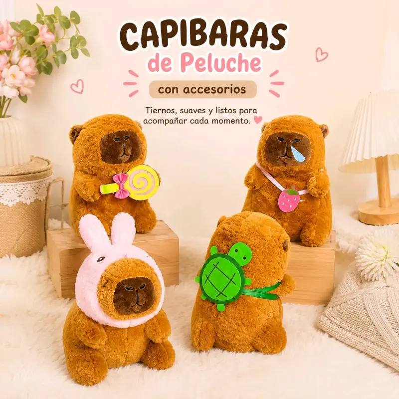 Capibaras de peluche con accesorios - 1