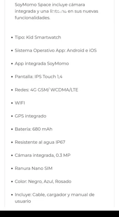 Smartwatch para niños SoyMomo Space con cámara - miniatura 3