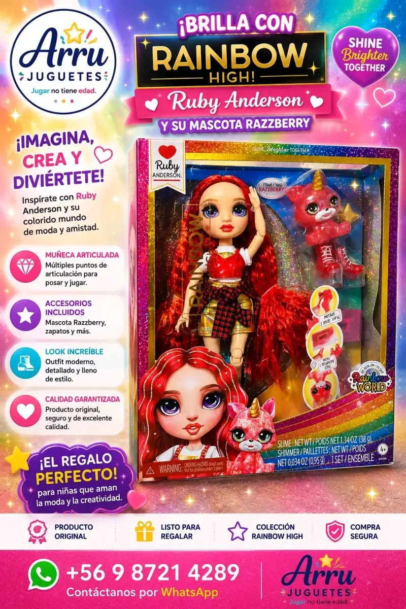 Muñeca Rainbow High Ruby Anderson con Mascota