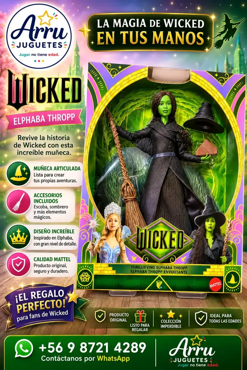 Muñeca Elphaba Thropp de Wicked con accesorios