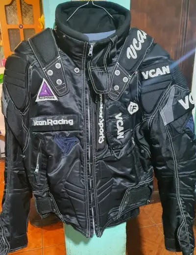 Chaqueta de moto VCAN Racing negra con protecciones - miniatura 1