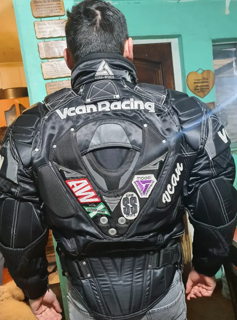 Chaqueta de moto VCAN Racing negra con protecciones - 3