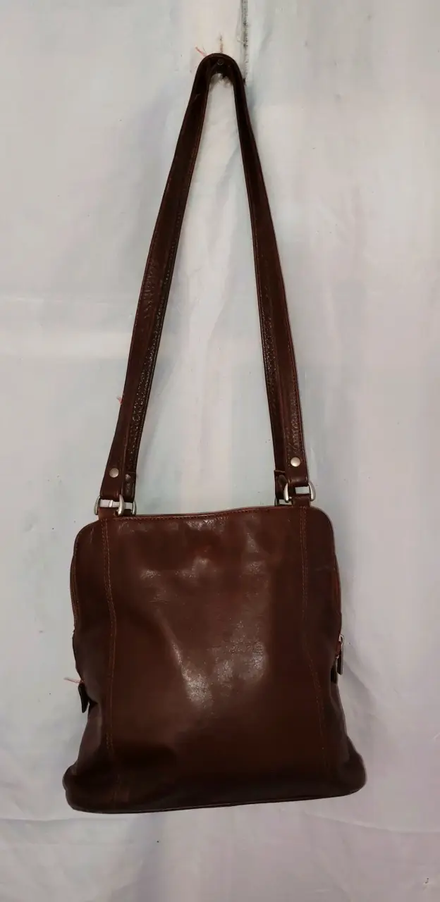 Cartera de cuero marrón con correa larga - 2