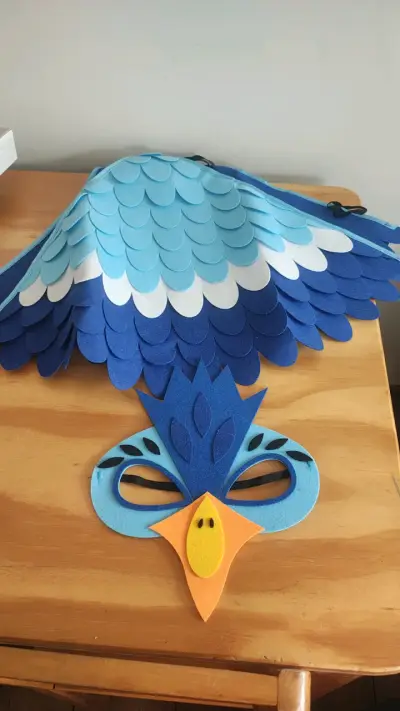 Disfraz de ave azul para niños con alas y máscara - miniatura 1