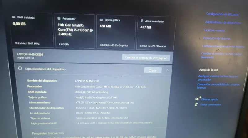 Laptop Acer Aspire 5 con Intel Core i5 y 8GB RAM - 3