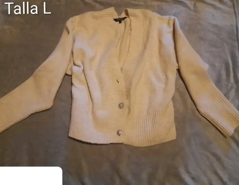 Cardigan beige de mujer talla L - 1