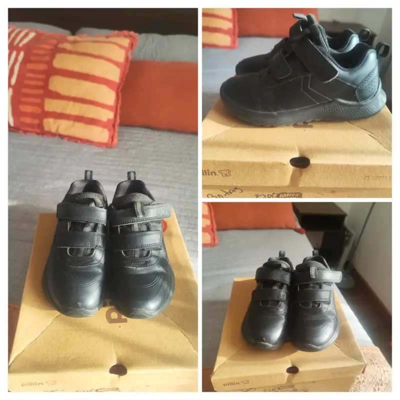 Zapatos escolares negros para niño con velcro - 4