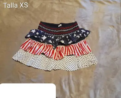 Falda corta con volantes estilo bandera americana - miniatura 1