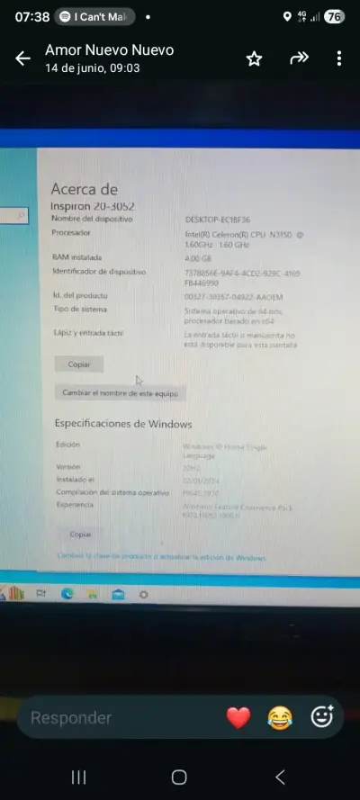 Computador Dell Inspiron 20-3052 con teclado y mouse - miniatura 2