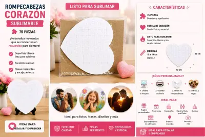 Pack de 10 rompecabezas corazón sublimable - miniatura 2