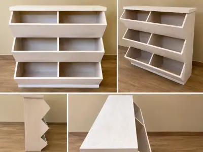Estante de madera para almacenamiento con 6 compa - miniatura 1