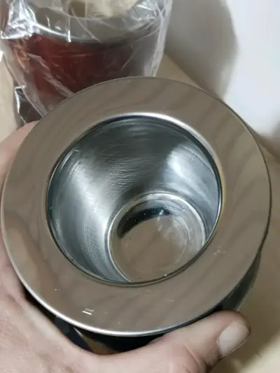 Mate de acero inoxidable y cuero negro - miniatura 2