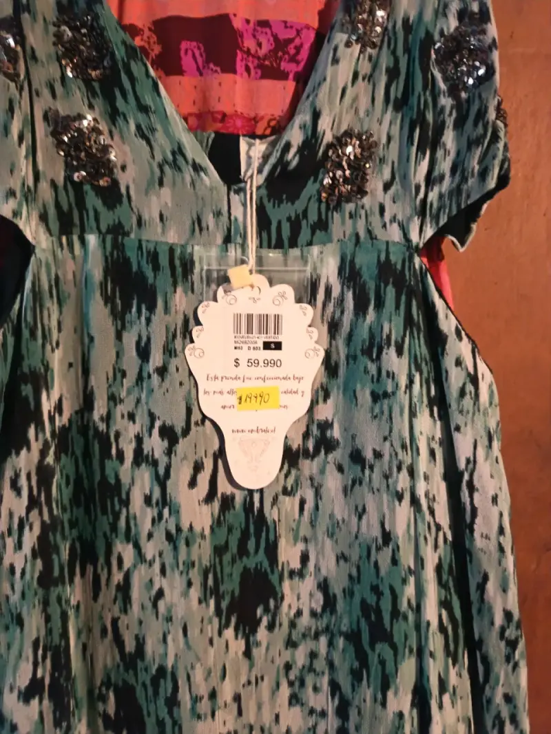 Vestido largo estampado azul con lentejuelas - 1