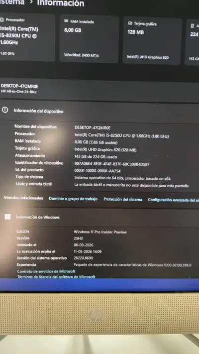 HP All-in-One 24" Full HD, Core i5 8ª Gen, SSD - miniatura 4
