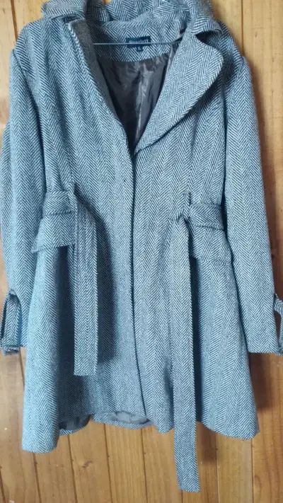 Abrigo gris con diseño de espiga Scarlett - miniatura 1