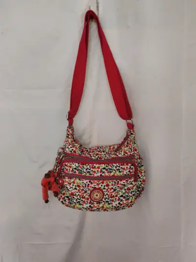 Bolso Kipling estampado floral con correa roja - miniatura 1