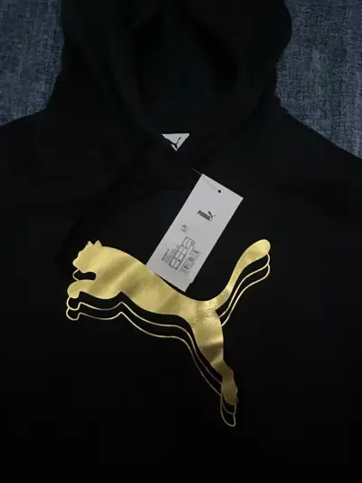 Polerón con capucha negro Puma logo dorado - miniatura 2