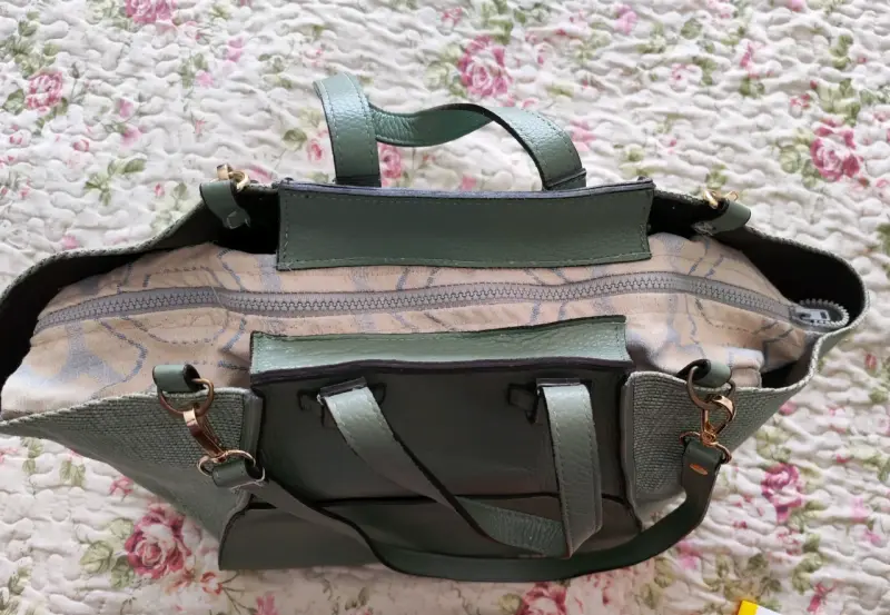 Bolso cuero, verde Divina Firenze con diseño - 3