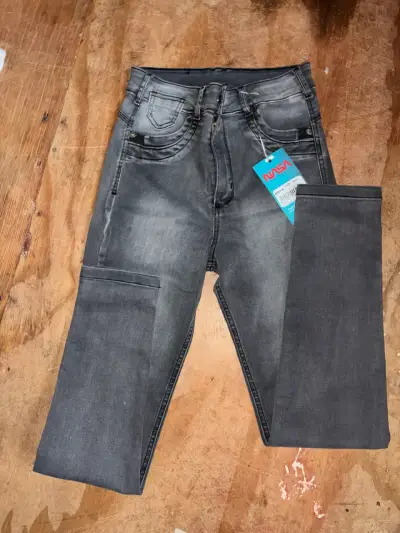 Jeans grises para mujer de tiro alto - miniatura 1