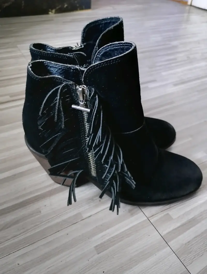 Botines de gamuza, cuero, marca via uno - 1