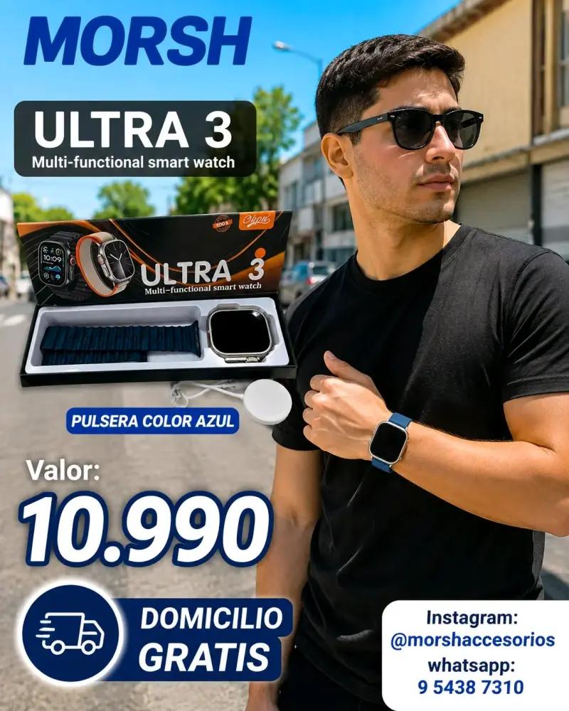 Smartwatch Morsh Ultra 3 con Pulsera Azul - 3