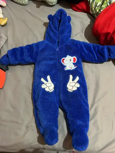 Enterito polar azul para bebé con diseño de elefante - miniatura 1
