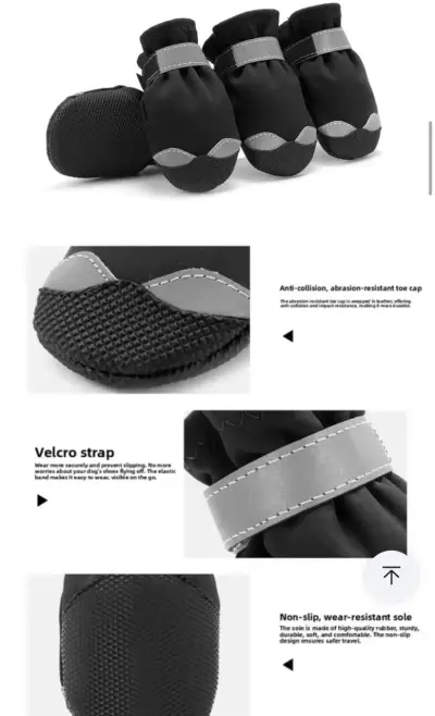 6 zapatos impermeables para perro, nuevos  negro - miniatura 5
