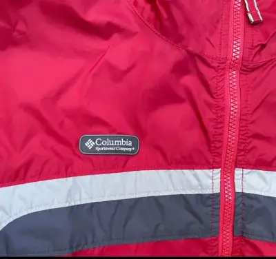 Chaqueta impermeable roja Columbia con capucha - miniatura 4