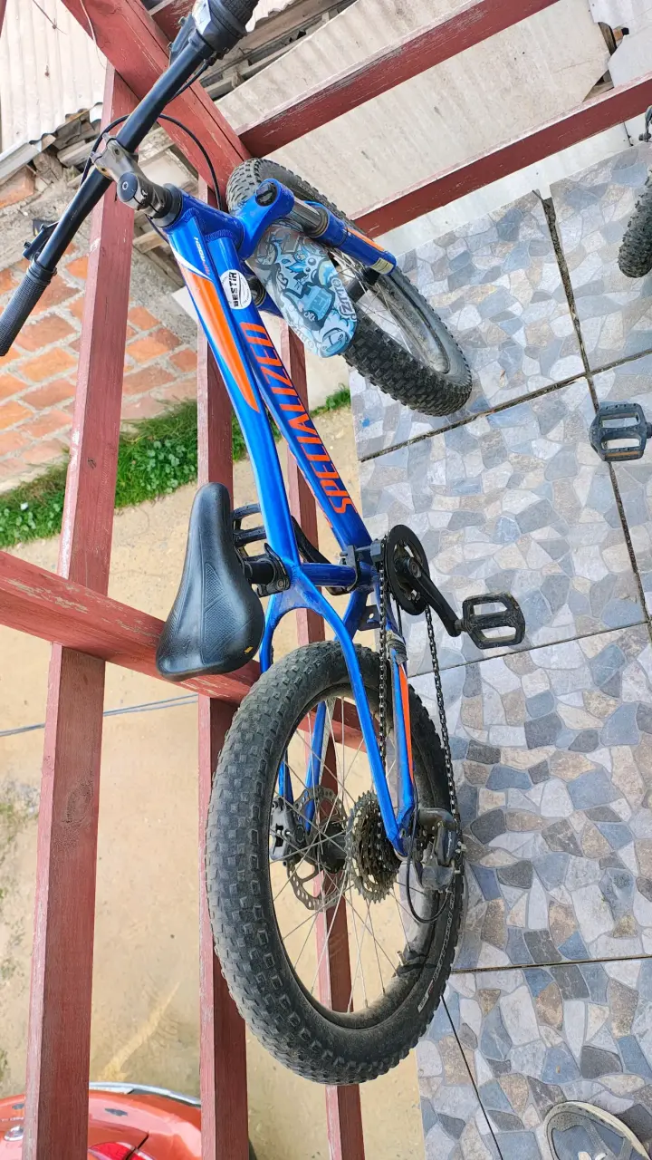 Bicicleta infantil Specialized azul con diseño deportivo